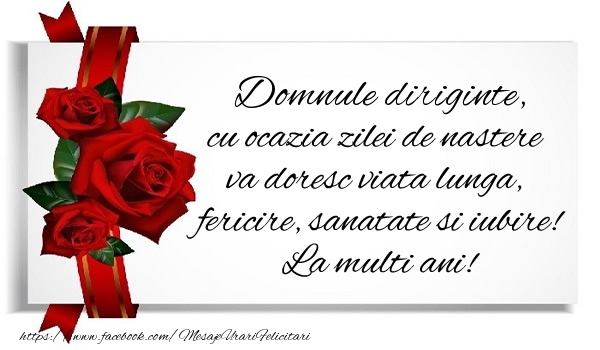 Zi de nastere Domnule diriginte cu ocazia zilei de nastere va doresc viata lunga, fericire, sanatate si iubire. La multi ani!
