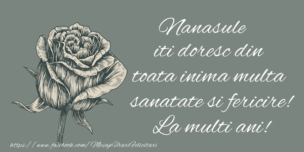 Felicitari de zi de nastere pentru Nas - Nanasule iti doresc din toata inima multa sanatate si fericire! La multi ani!