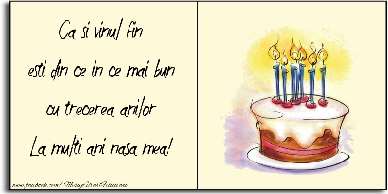 Felicitari de zi de nastere pentru Nasa - Ca si vinul fin esti din ce in ce mai bun cu trecerea anilor nasa mea