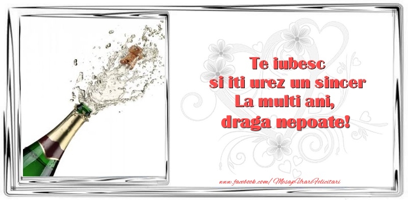 Felicitari de zi de nastere pentru Nepot - Te iubesc si iti urez un sincer La multi ani, draga nepoate