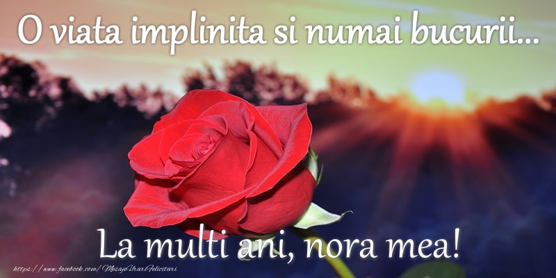 Felicitari de zi de nastere pentru Nora - O viata implinita si numai bucurii... La multi ani nora mea!