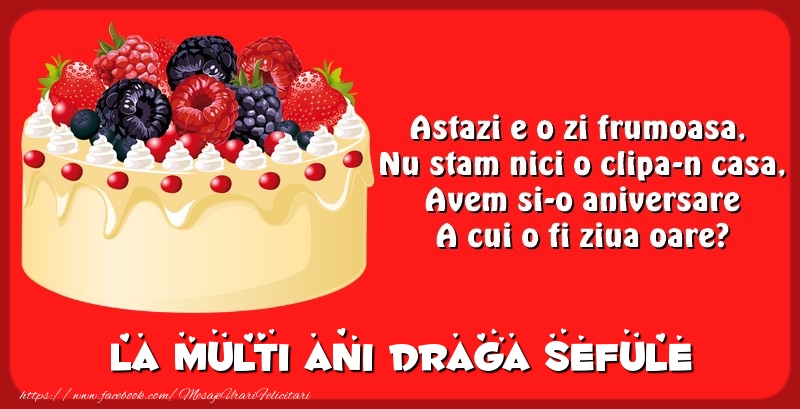 Felicitari de zi de nastere pentru Sef - La multi ani draga sefule