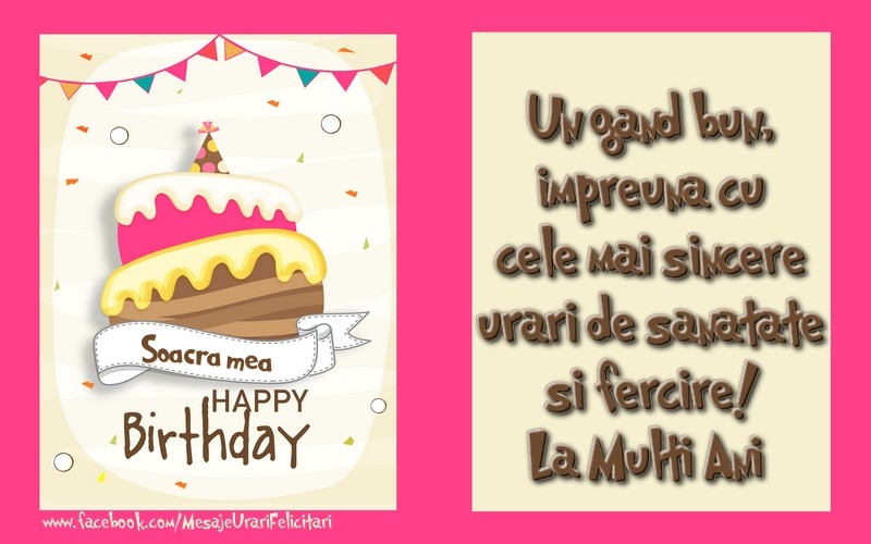 Felicitari de zi de nastere pentru Soacra - Un gand bun, impreuna cu cele mai sincere urari de sanatate si fercire! La Multi Ani soacra mea