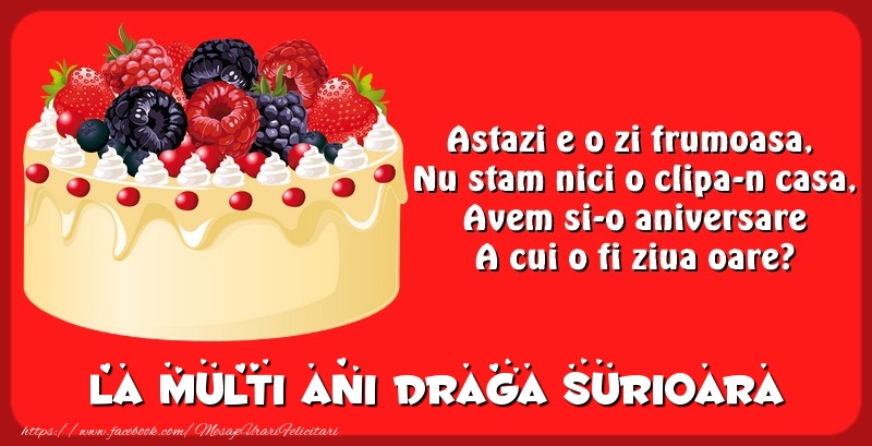 Felicitari de zi de nastere pentru Sora - La multi ani draga surioara
