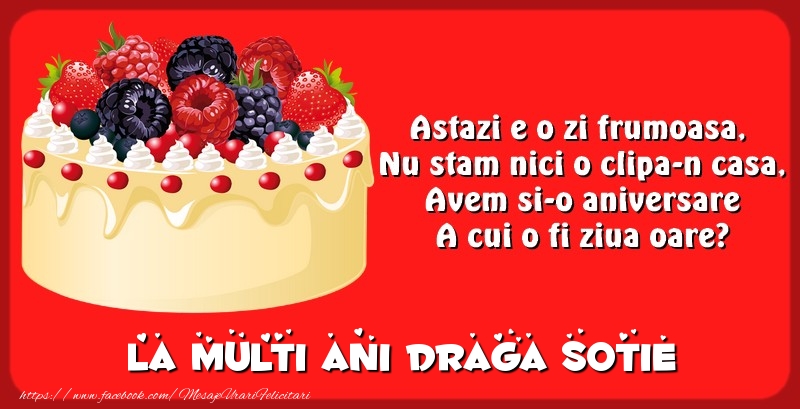 Felicitari de zi de nastere pentru Sotie - La multi ani draga sotie