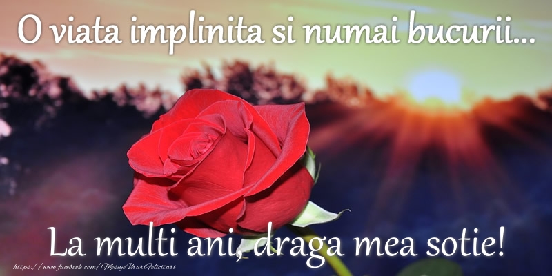 Felicitari de zi de nastere pentru Sotie - O viata implinita si numai bucurii... La multi ani draga mea!