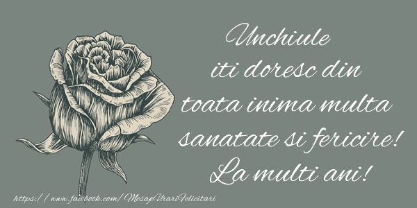 Felicitari de zi de nastere pentru Unchi - Unchiule iti doresc din toata inima multa sanatate si fericire! La multi ani!