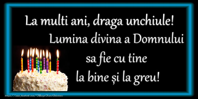 Felicitari de zi de nastere pentru Unchi - La multi ani, draga unchiule! Lumina divina a Domnului sa fie cu tine la bine și la greu!