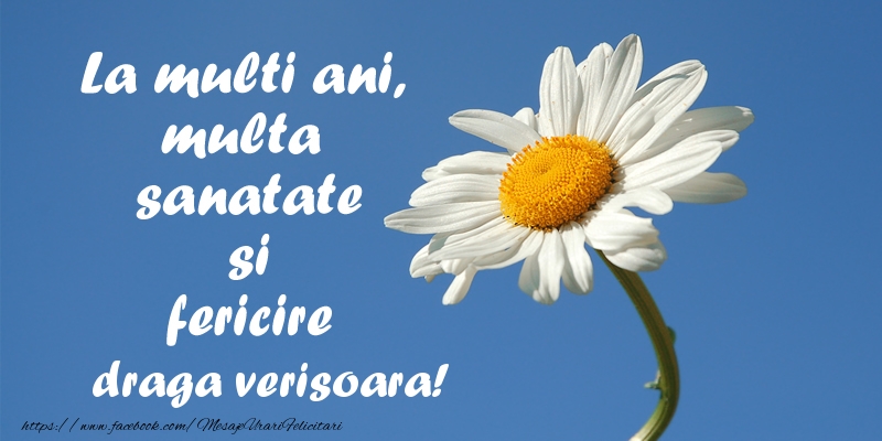 Felicitari de zi de nastere pentru Verisoara - La multi ani, multa sanatate si fericire draga verisoara!