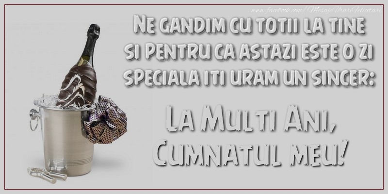 Felicitari de Ziua Numelui pentru Cumnat - Ne gandim cu totii la tine si pentru ca astazi este o zi speciala iti uram un sincer: La multi ani, cumnatul meu