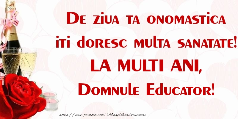 Felicitari de Ziua Numelui pentru Educator - De ziua ta onomastica iti doresc multa sanatate! LA MULTI ANI, domnule educator