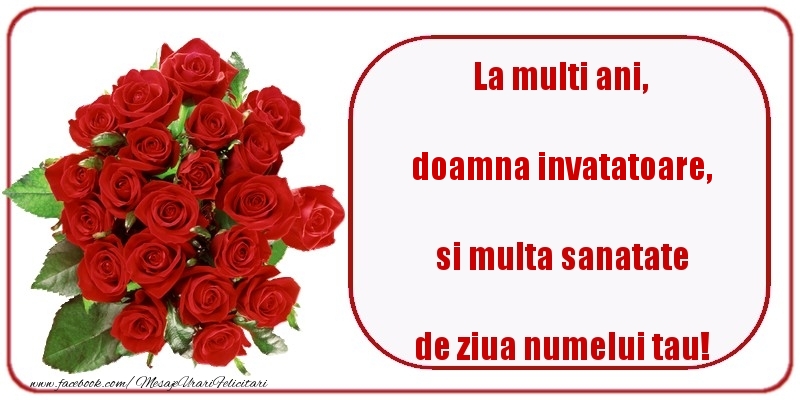 Felicitari de Ziua Numelui pentru Invatatoare - La multi ani, si multa sanatate de ziua numelui tau! doamna invatatoare