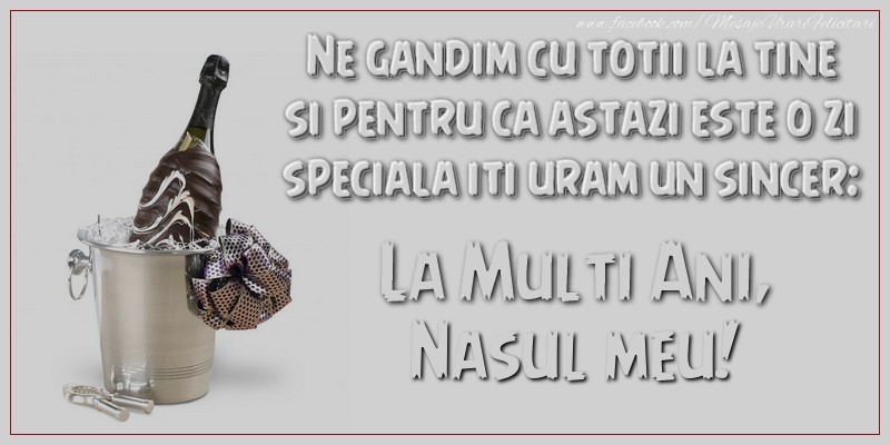Felicitari de Ziua Numelui pentru Nas - Ne gandim cu totii la tine si pentru ca astazi este o zi speciala iti uram un sincer: La multi ani, nasul meu