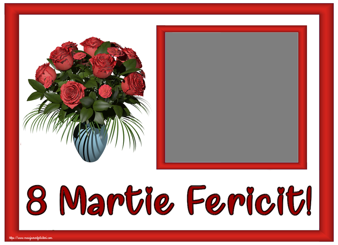 Felicitari personalizate de 8 Martie - Flori & 1 Poza & Ramă Foto | 8 Martie Fericit! - Personalizeaza cu poza ta de profil facebook