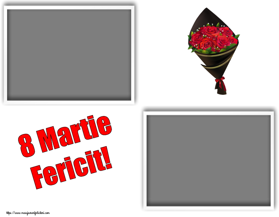 Felicitari personalizate de 8 Martie - Flori & 2 Poze & Ramă Foto | 8 Martie Fericit! - Rama foto ~ un buchet de trandafiri - Desen
