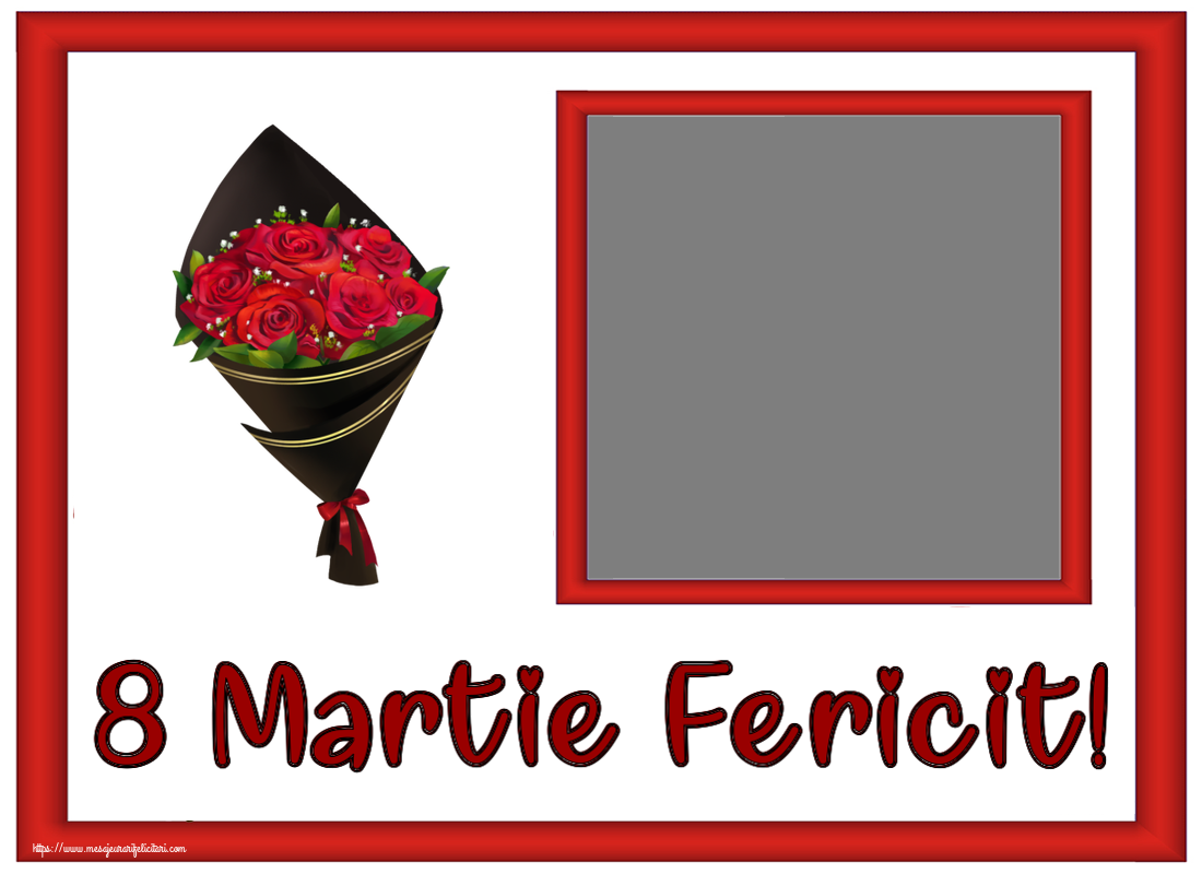 Felicitari personalizate de 8 Martie - Flori & 1 Poza & Ramă Foto | 8 Martie Fericit! - Personalizeaza cu poza ta de profil facebook