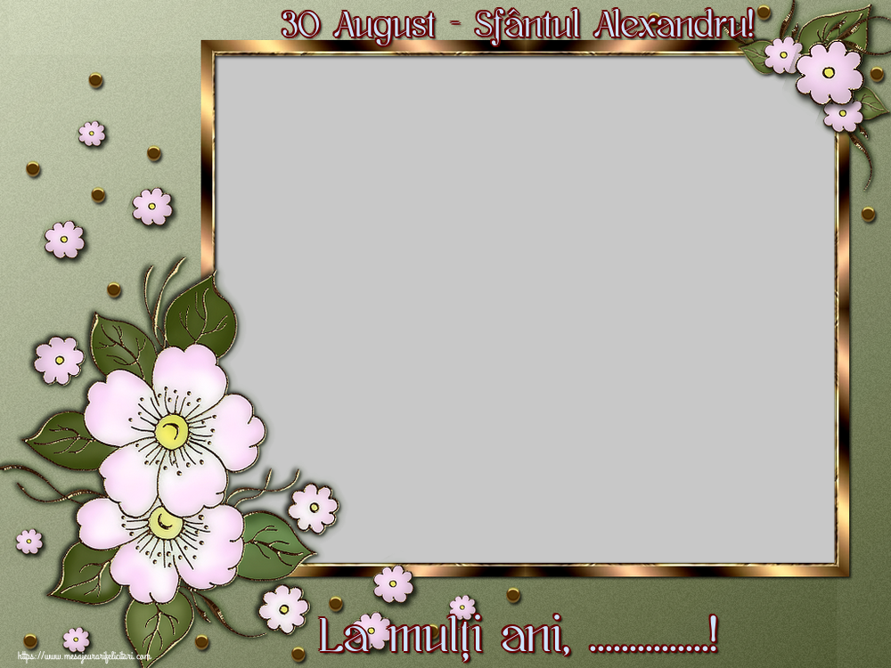 Felicitari personalizate de Sfantul Alexandru - 30 August - Sfântul Alexandru! La mulți ani, ...! - Rama foto