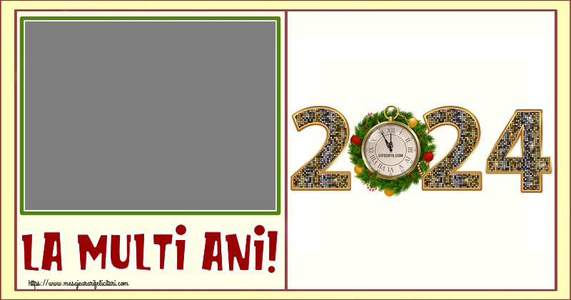 Felicitari personalizate de Anul Nou - La multi ani! - Rama foto ~ 2024 cu ramuri de brad