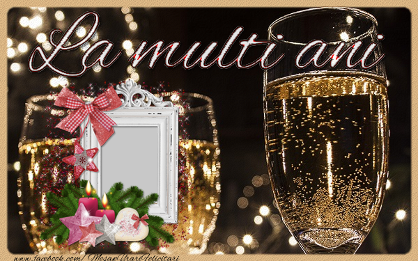 Felicitari personalizate de Anul Nou - ⭐⭐⭐ Steluțe & Sampanie & 1 Poza & Ramă Foto | La multi ani!