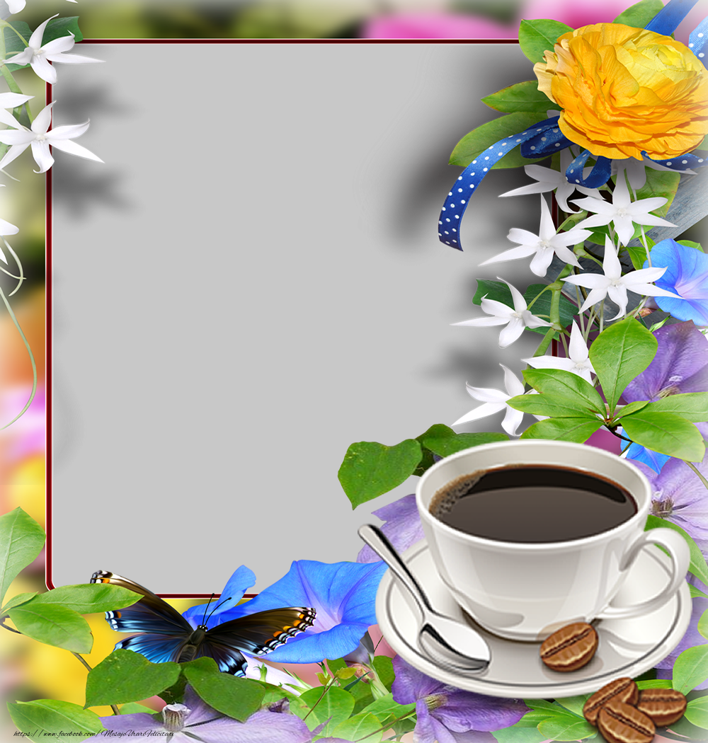 Felicitari personalizate de buna dimineata - ☕ Cafea & Flori & 1 Poza & Ramă Foto | Felicitare cu poza de profile