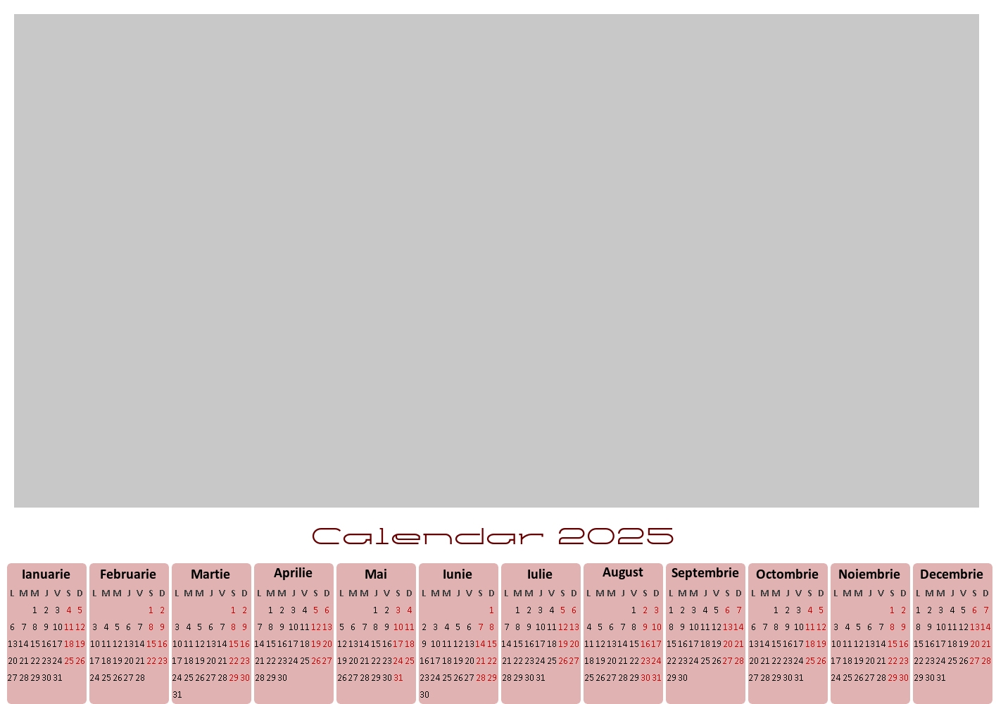 Felicitari personalizate cu calendare - Calendar 2025 clasic cu o poză