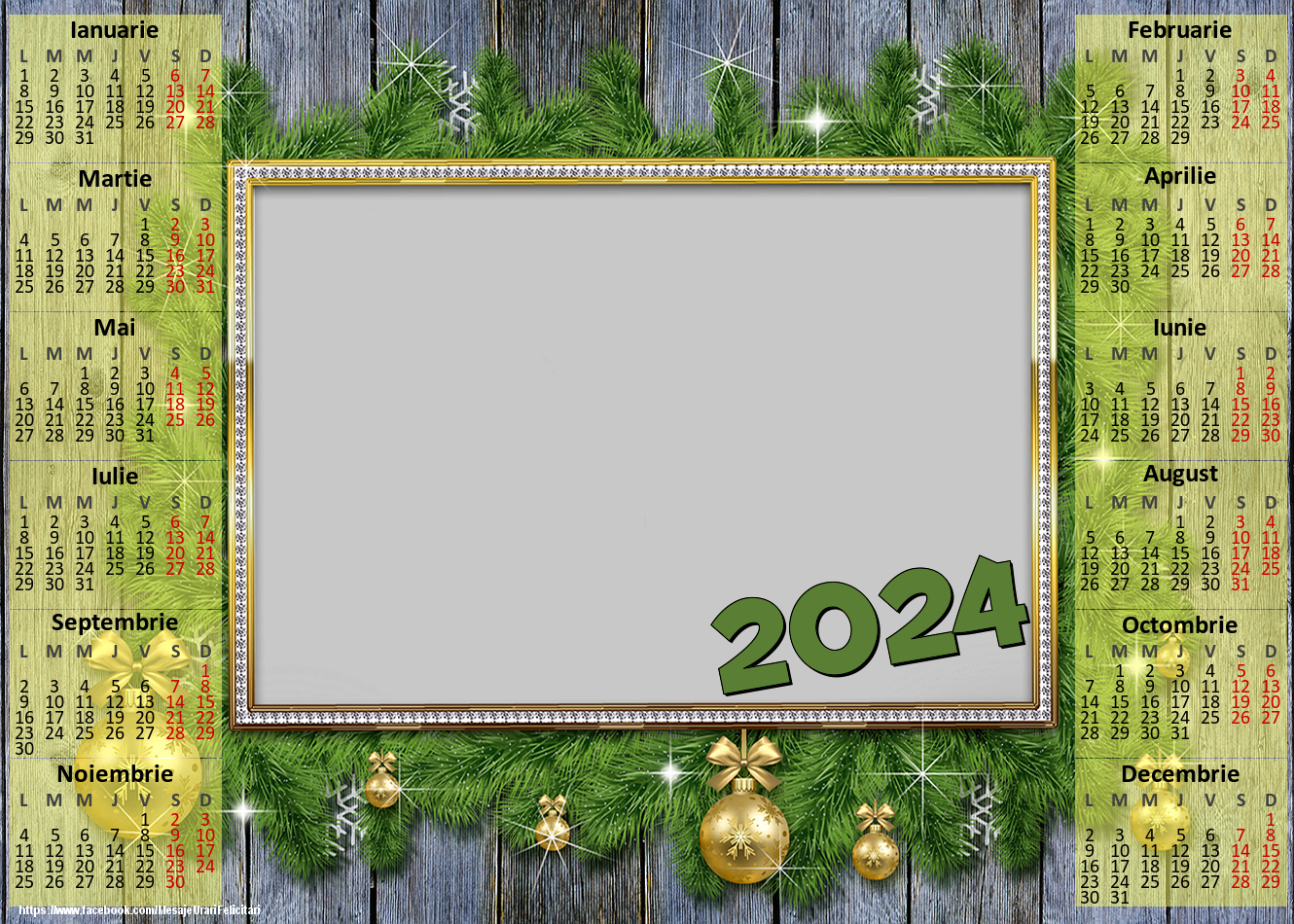 Felicitari personalizate cu calendare - Calendar 2024 cu poza - Globuri New Year