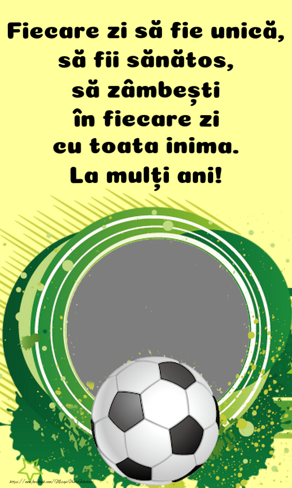 Felicitari personalizate pentru copii - Felicitare cu poza sarbătoritului in ramă cu minge de fotbal
