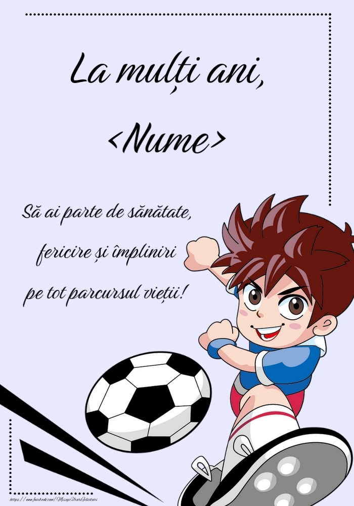 Felicitari personalizate pentru copii - Imagine cu un băiat jucand fotbal