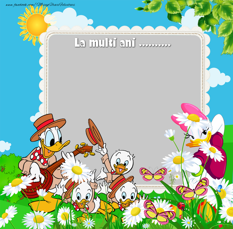 Felicitari personalizate pentru copii - Flori & 1 Poza & Ramă Foto | Felicitare cu Donald Duck. La multi ani ...