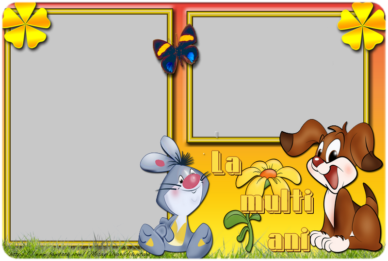 Felicitari personalizate pentru copii - Animație & 2 Poze & Ramă Foto | La multi ani !