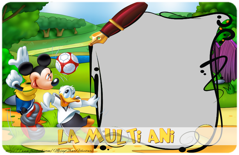 Felicitari personalizate pentru copii - Animație & Mickey Mouse & 1 Poza & Ramă Foto | La multi ani !