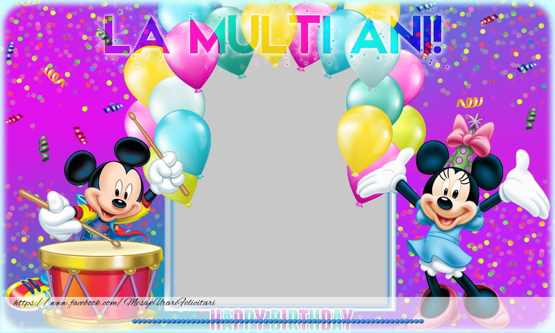Felicitari personalizate pentru copii - 🎈 Animație & Baloane & Mickey Mouse & 1 Poza & Ramă Foto | La multi ani ...