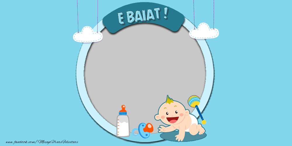 Felicitari personalizate pentru copii - Animație & 1 Poza & Ramă Foto | E baiat!