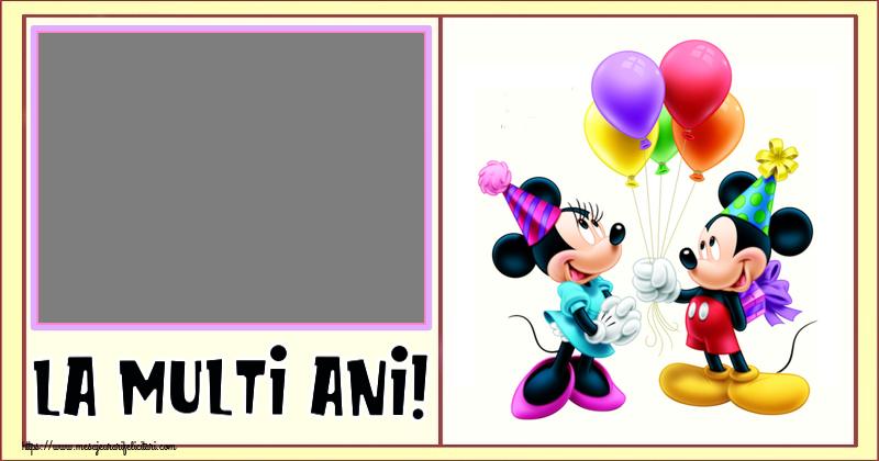 Felicitari personalizate pentru copii - 🎈 Baloane & 1 Poza & Ramă Foto | La multi ani! - Rama foto ~ Mickey și Minnie mouse