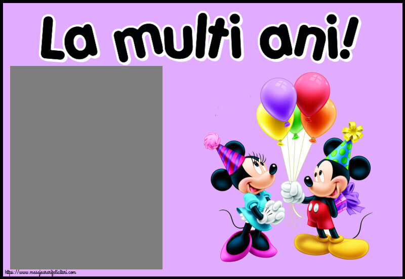 Felicitari personalizate pentru copii - 🎈 Baloane & 1 Poza & Ramă Foto | La multi ani! - Rama foto ~ Mickey și Minnie mouse