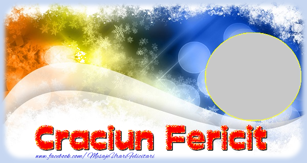 Felicitari personalizate de Craciun - Craciun Fericit - Ramă foto circulară cu stele de gheațâ pe fundal