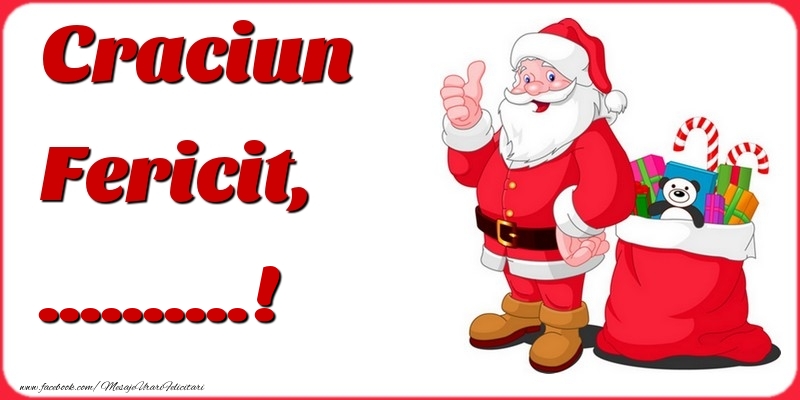 Felicitari personalizate de Craciun - Mos Craciun | Craciun Fericit, ... - Fundal cu moș crăciun și sacul de cadouri