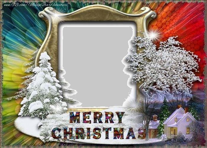 Felicitari personalizate de Craciun - Brazi & Peisaje De Iarna & 1 Poza & Ramă Foto | Merry Christmas