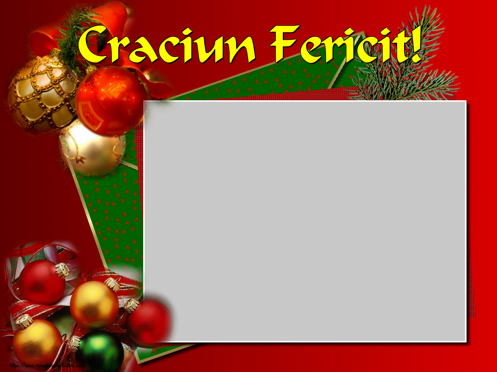 Felicitari personalizate de Craciun - Globuri & 1 Poza & Ramă Foto | Craciun Fericit! - Rama foto de Craciun