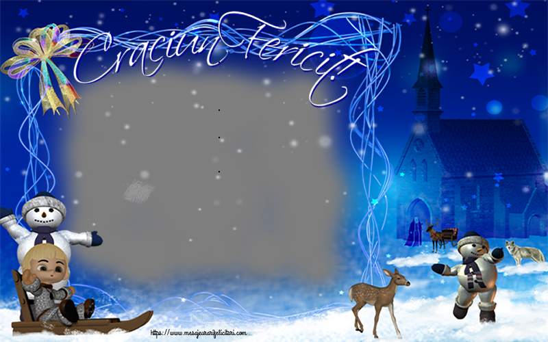 Felicitari personalizate de Craciun - Craciun Fericit! - Rama foto de Craciun