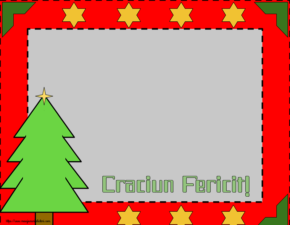 Felicitari personalizate de Craciun - Craciun Fericit! - Ramă foto cu steluțe și brad