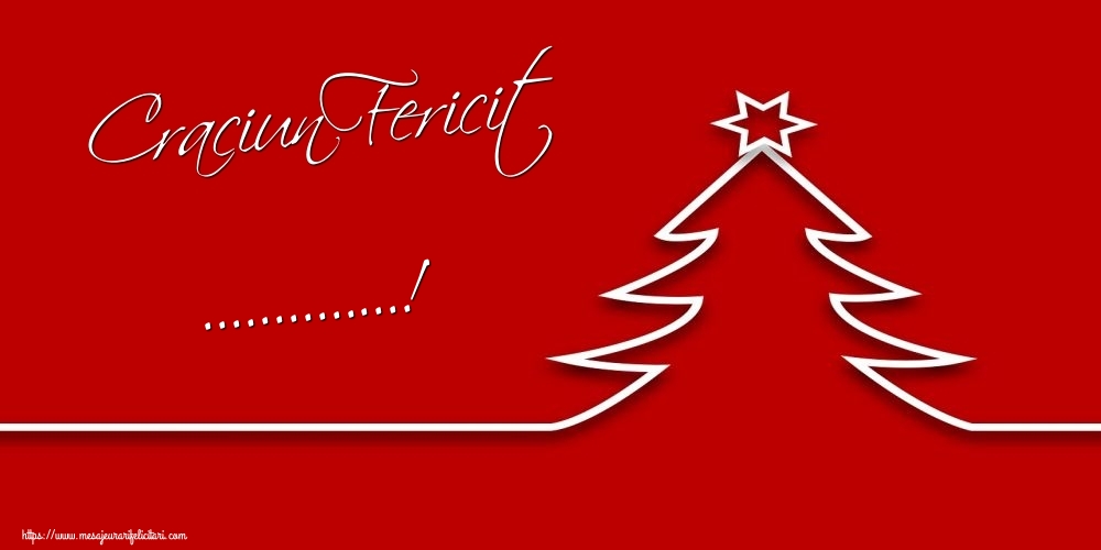 Felicitari personalizate de Craciun - Craciun Fericit ...! - Contur alb de brad pe fundal roșu