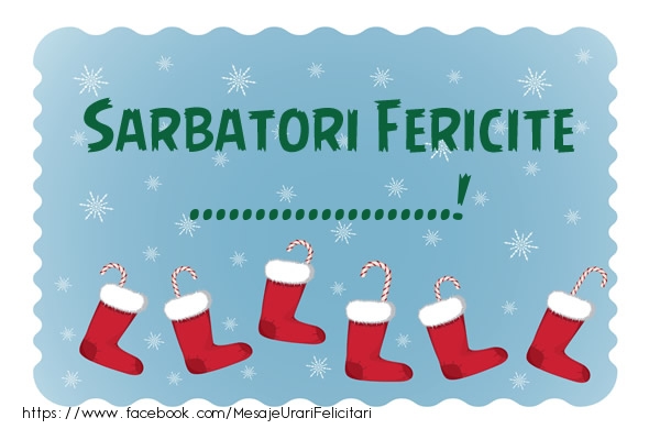 Felicitari personalizate de Craciun - Sarbatori fericite ...! - Fundal cu cizmulițe și fori de gheata