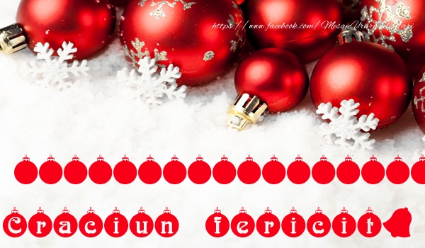 Felicitari personalizate de Craciun - ... Craciun Fericit! - Fundal cu globuri de crăciun si fontul textului cu globuri