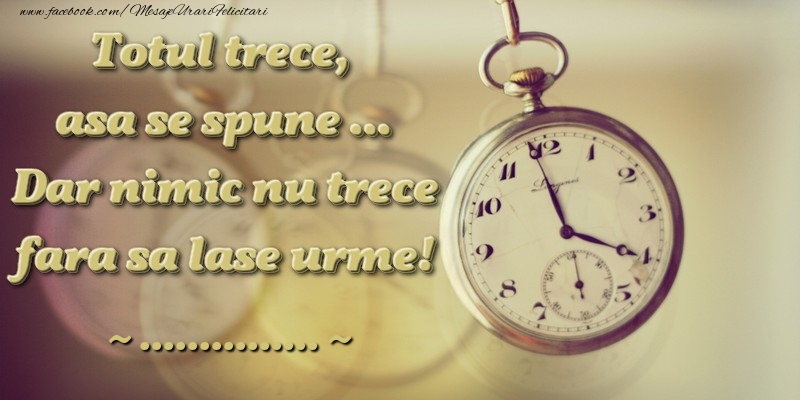 Felicitari personalizate Diverse - Totul trece, asa se spune ... Dar nimic nu trece fara sa lase urme! ...