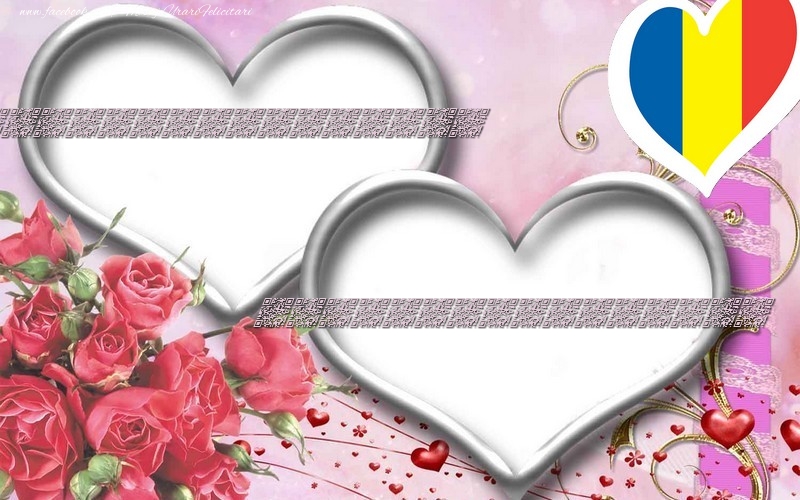 Felicitari personalizate de Dragobete - Inimioare cu trandafiri cu numele îndrăgostiților: Iubește românește!