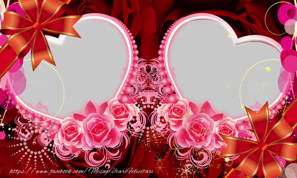 Felicitari personalizate de Dragobete - ❤️❤️❤️ Inimioare & Trandafiri & 2 Poze & Ramă Foto | Rama foto cu inimi