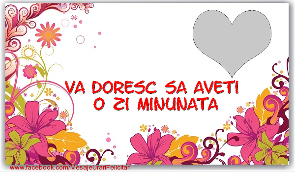 Felicitari personalizate de dragoste - Flori & 1 Poza & Ramă Foto | Va doresc sa aveti o zi minunata