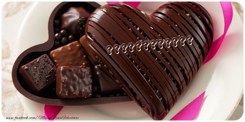 Felicitari personalizate de dragoste - ❤️❤️❤️ Inimioare | Ciocolata in formă de inimă cu numele persoanei iubite