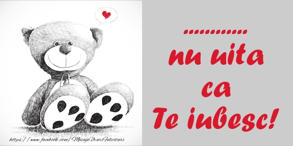 Felicitari personalizate de dragoste - Ursulet simpatic: ... nu uita ca Te iubesc!